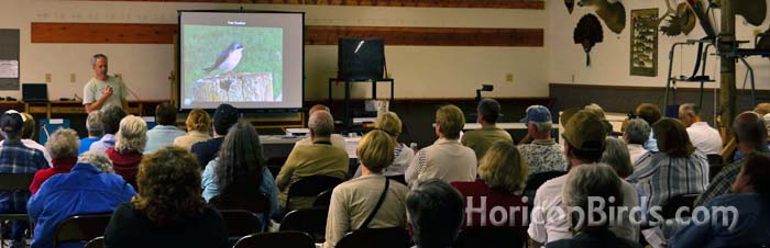 Tom Schultz speaks at the Whooping Crane Festival in Berlin, Wisconsin, 14 September 2013, photo by Pam Rotella